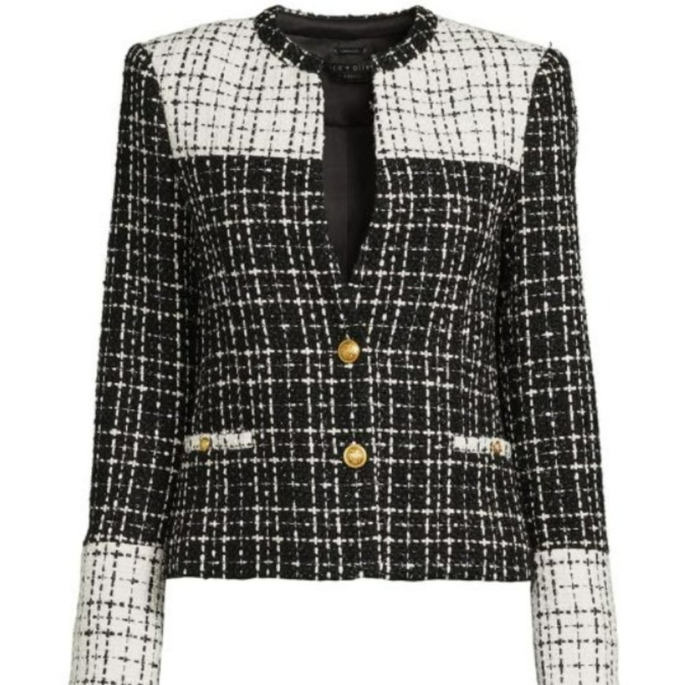 Alice and Olivia Jaydn Two Tone Tweed Jacket - Picture 5 of 6